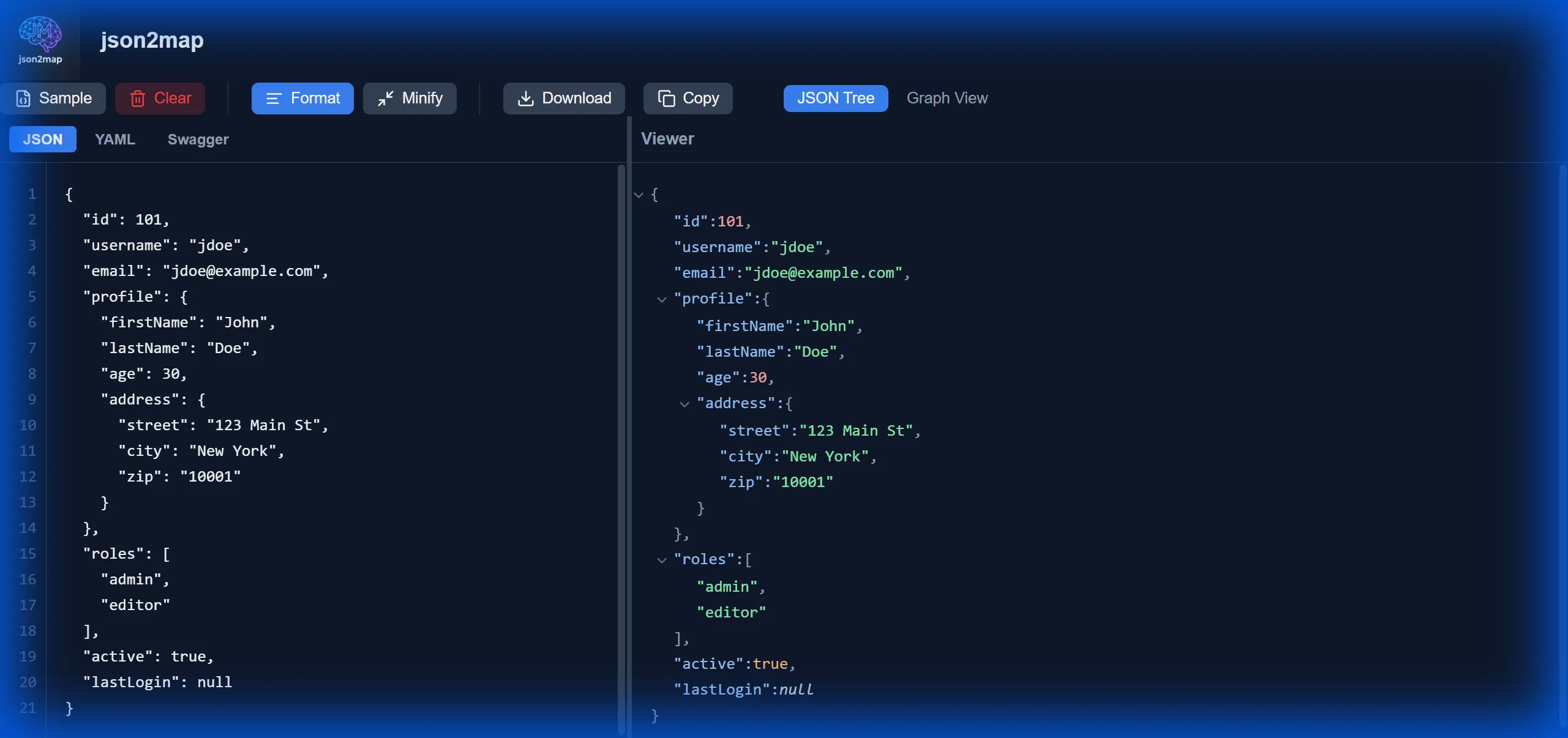json2map Main Interface